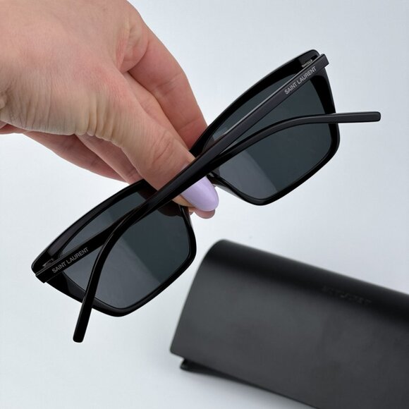 Saint Laurent Women BRAND NEW Sunglasses Black Cat Eye SL737 MICA THIN 001 - Picture 3 of 12
